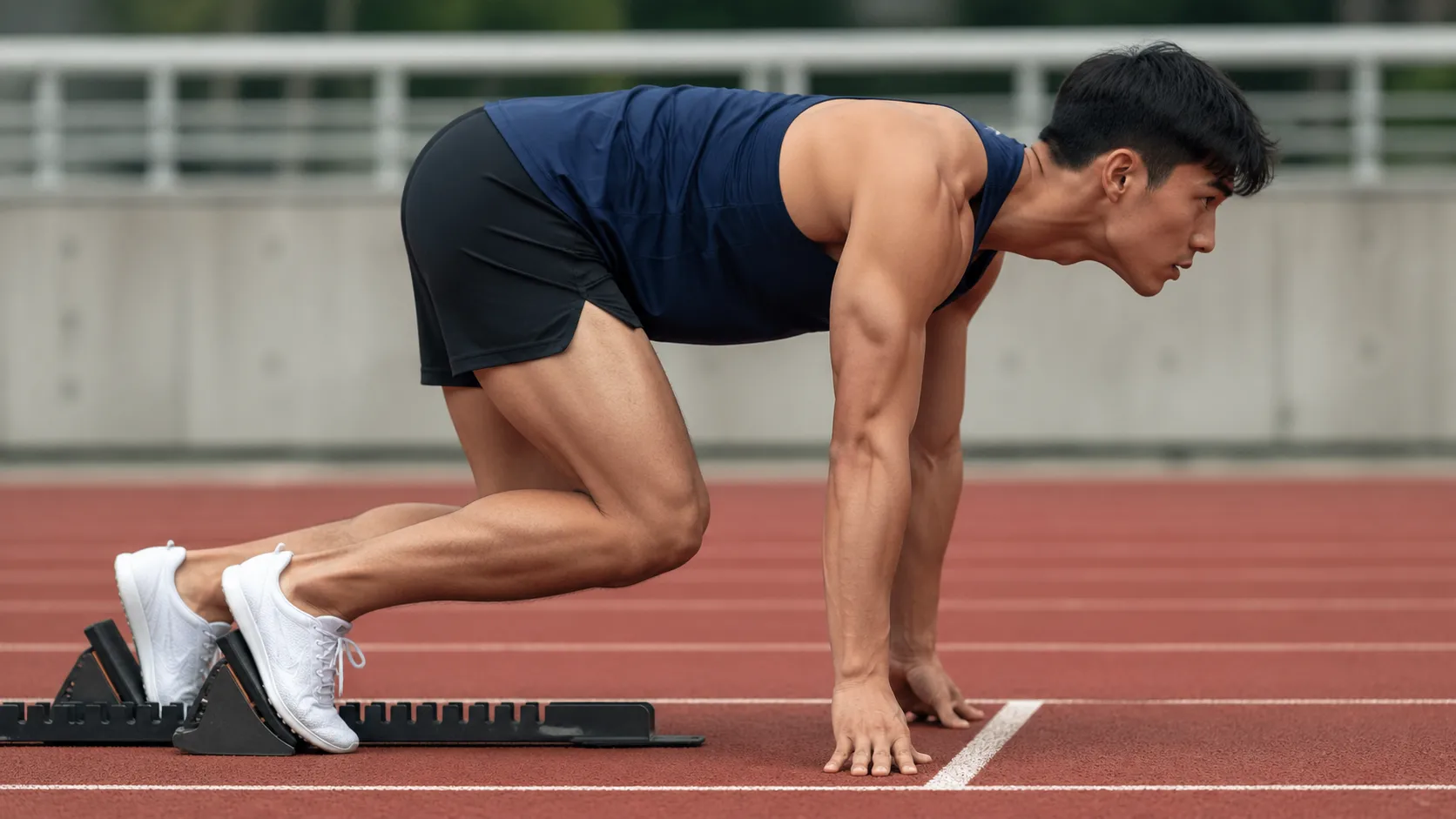 陸上スタート姿勢の選手